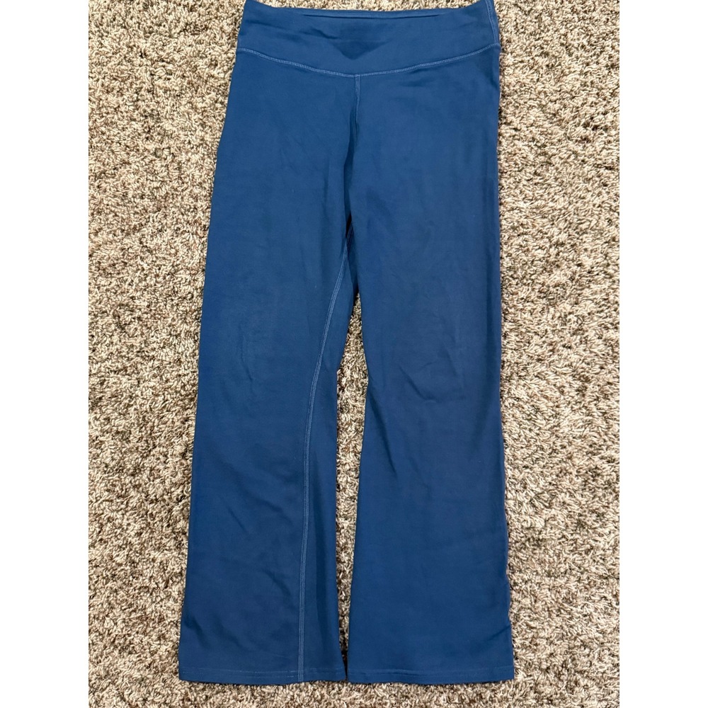 Pact Women Organic Cotton Flare Leggings Blue Bootcut Yoga Pants Size M Earth